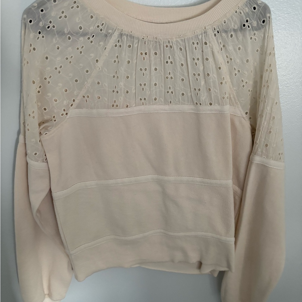 Cream Lace Detail Women's Top